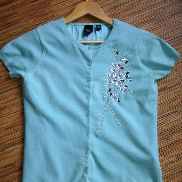ESPRIT Crystal Embellished Short Sleeve Cardigan - Picture 3 of 5